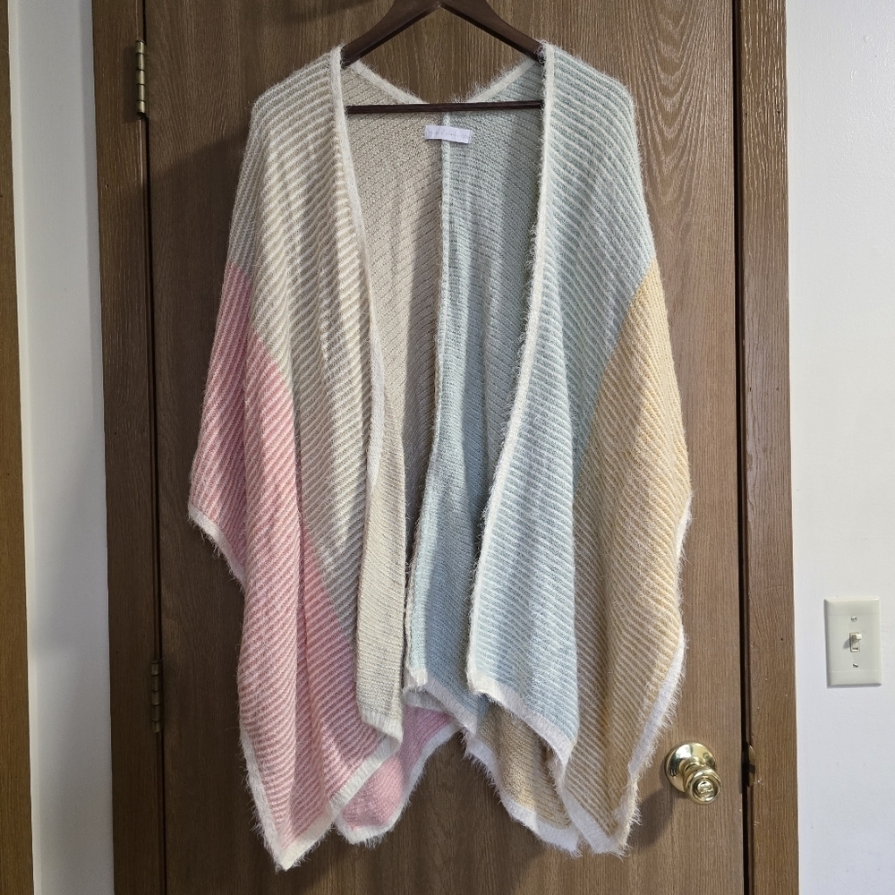 House Of Harlow 1960 Fuzzy Open Kimono Wrap Cardigan Sweater